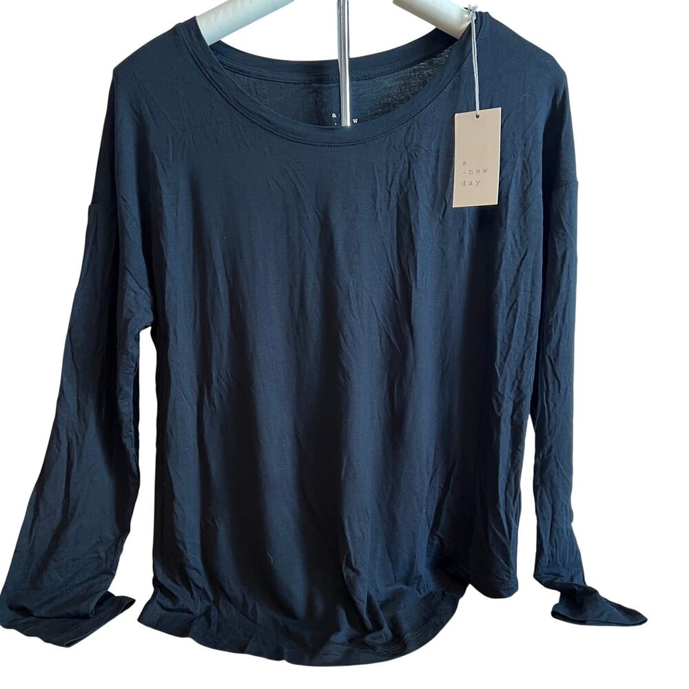 A New Day Women's Black Long Sleeve Rayon T-Shirt - Size Small - NWT